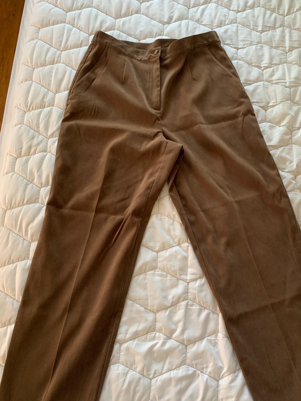 Orvis Brown Suede-like Straight-Leg Trousers